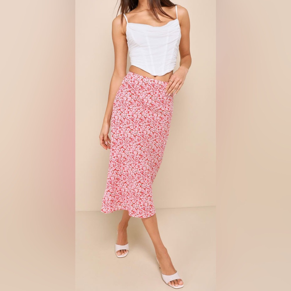 Lulus Floral Pink Skirt